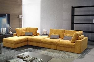 Большой и мягкий диван Элизиум для гостиной желтого цвета 